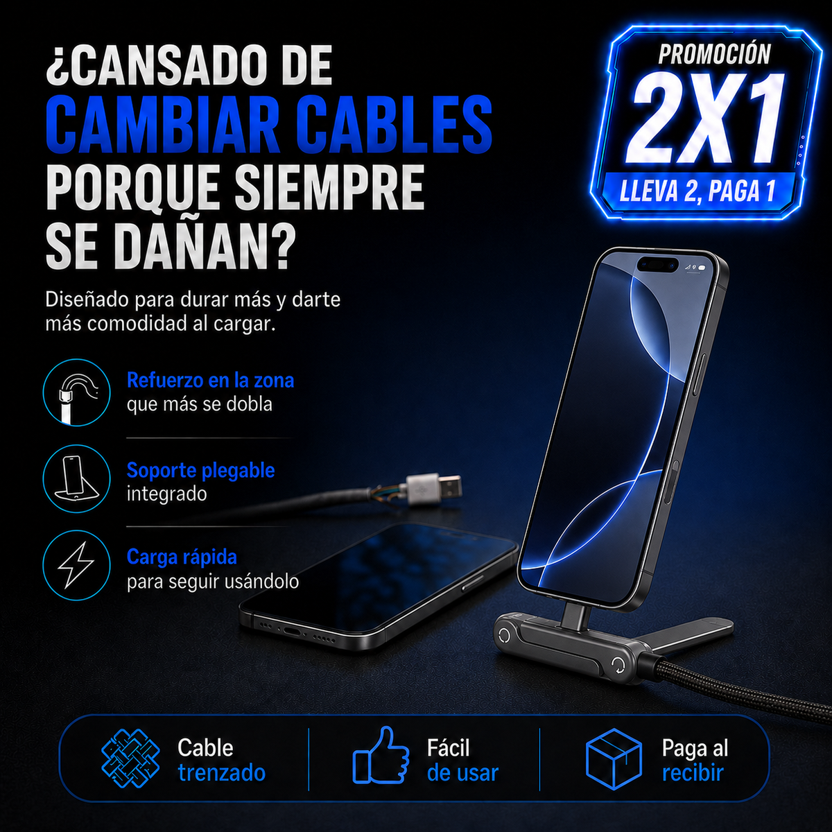 FlexVolt™ | Cable Carga Rápida 2 en 1 Premium
