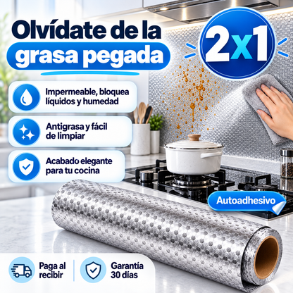 CleanPro™ Papel Adhesivo de Aluminio 200x60 cm | Adiós grasa y manchas