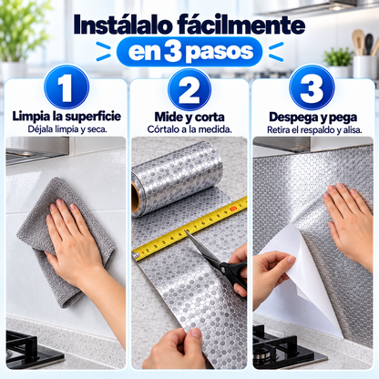CleanPro™ Papel Adhesivo de Aluminio 200x60 cm | Adiós grasa y manchas