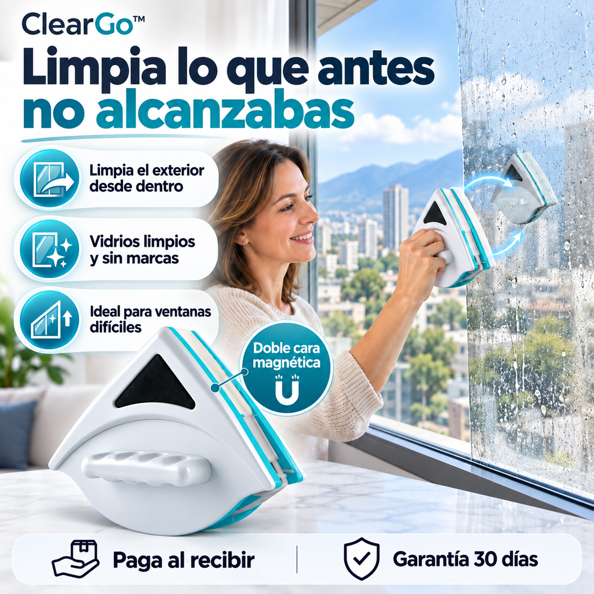 ClearGo™ Limpiavidrios Magnético | Limpia lo que no alcanzas