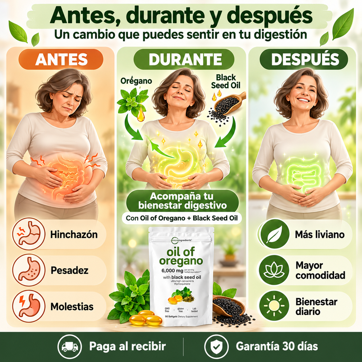 Aceite De Orégano 60 capsulas | Apoya tu digestión y siéntete mejor